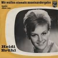 Wir Wollen Niemals Auseinander Gehen ----- Heidi Brhl ----- 
"Wir Wollen Niemals Auseinander Gehen" aus dem Jahr 1960 darf als erfolgreichstes und auch bekanntestes Lied von Heidi Brühl gesehen werden.<br>
Es erreichte Platz eins in den deutschen Charts und konnte sich insgesamt 32 Wochen in den Charts halten.<br>
Andere Titel von Heidi Brühl waren "Chico Chico Charly", "Das Kann Morgen Vorbei Sein", "Tag Für Tag Bekomme Ich Drei Rosen" sowie "Hundert Mann Und Ein Befehl".<br>
Letzter genannter Titel war in der Version von Freddy Quinn jedoch bekannter und auch erfolgreicher.<br>
