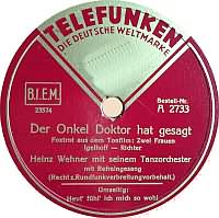 Der Onkel Doktor hat gesagt ----- Peter Igelhoff ----- 
Peter Igelhoff ( Rudolf August Ordnung)war ein sterreichischer Musiker der von Ende der 30iger bis Ende der 60iger Jahre etliche Lieder, darunter auch diverse Filmmusiken, komponiert hat.<br>
"Der Onkel Doktor hat gesagt" ist ein Titel aus dem Jahr 1938, andere bekannte Titel von Peter Igelhoff waren auch
"Wir machen Musik" und "Tante Jutta aus Kalkutta".<br>
