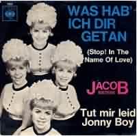 Was hab ich Dir getan ----- Jacob Sisters ----- 
Auch wenn die bekanntesten Lieder von den Jacob Sisters vermutlich "Gartenzwergmarsch" oder aber "Wärst Du Dussel doch im Dorf geblieben" waren, so war der erfolgreichste Song aber "Was hab ich Dir getan ?" aus dem Jahr 1965.<br>
2 Wochen hat der Titel sich in den Charts halten können, erreichte den 32. Platz.<br>
