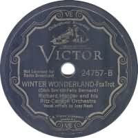 Winter Wonderland ----- Richard Himber und sein Ritz-Carlton Orchestra mit Joey Nash ----- 
"Winter Wonderland" ist einer der bekanntesten Songs die zur Weihnachtszeit gesungen werden, die erste Aufnahme dieses Lieds stammt von Richard Himber  aus dem Jahr 1934.<br>
Natrlich wurde dieses Lied seitdem von vielen bekannten Sngern interpretiert und gecovert, u.a. von
Barry Manilow ,
Billy Idol ,
Bing Crosby ,
Bobby Vee ,
Brenda Lee ,
Cliff Richard ,
Connie Francis ,
Dean Martin ,
Diana Ross ,
Dieter Thomas Kuhn ,
Dionne Warwick ,
Don McLean ,
Doris Day ,
Elvis Presley ,
Engelbert Humperdinck ,
Eurythmics ,
Frank Sinatra ,
Heintje ,
Helene Fischer ,
Kylie Minogue ,
Neil Diamond ,
Pat Boone ,
Paul Anka ,
Roger Whittaker ,
The Andrews Sisters ,
The Platters und auch 
Wolfgang Petry .<br>
Von diesen Lied gibt es verschiedene deutsche bersetzungen, beispielsweise
"Winterwunderland"  ,
"Weier Weihnachtswald"  ,
"Weier Winterwald"  und
"Schne Weihnachtszeit" !.<br>
Die deutschen Fassungen wurden u.a. gesungen von Die Paldauer ,
Puhdys ,
Andy Borg ,
Herhard Wendland ,
Heidi Brhl ,
Heintje ,
Maria Hellwig ,
Peter Alexander ,
Tom Astor ,
Heino sowie
Hansi Hinterseer .





